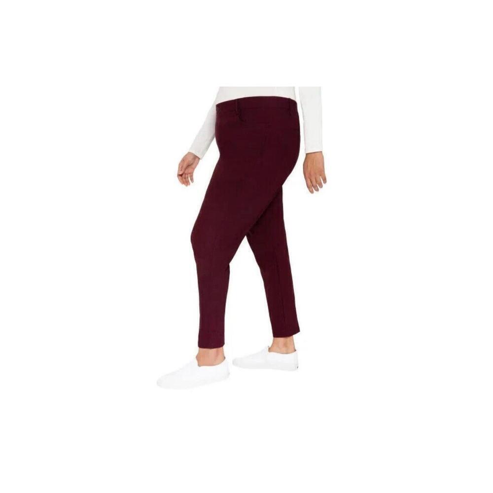 Mario Serrani Women's Textured Pull On Pants, Burgundy, Size.XL.  BL - Picture 2 of 2